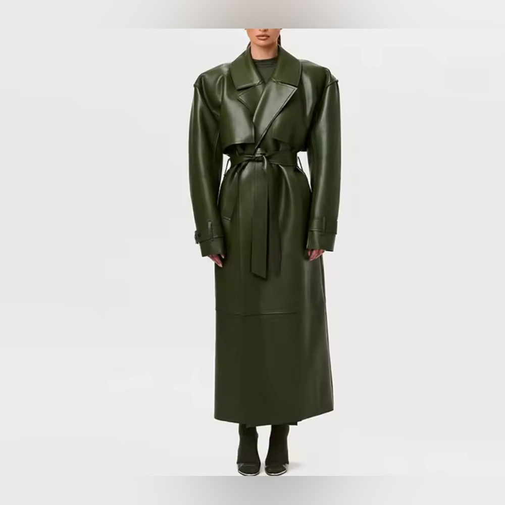 NEW $198 Sofina Vegan Leather Trench Coat